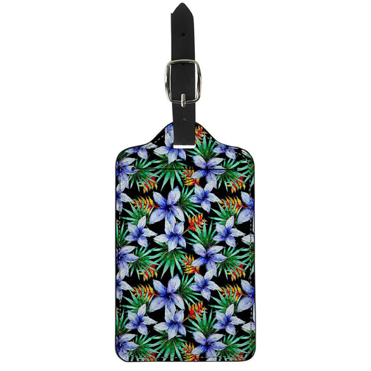 Blue Hawaiian Wildflowers Pattern Print Luggage Tag