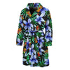 Blue Hawaiian Wildflowers Pattern Print Men's Bathrobe