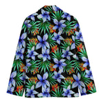 Blue Hawaiian Wildflowers Pattern Print Men's Blazer
