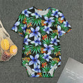 Blue Hawaiian Wildflowers Pattern Print Men's Bodysuit