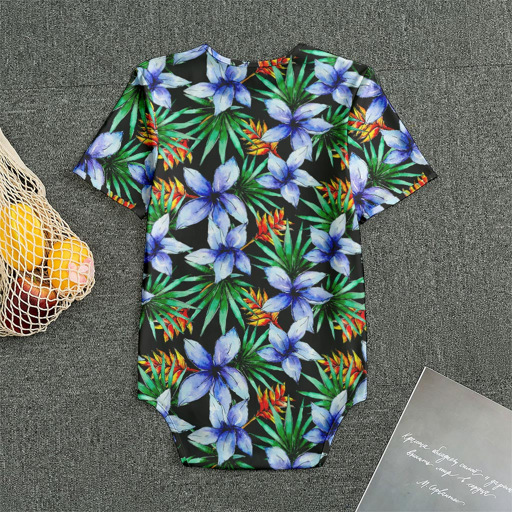 Blue Hawaiian Wildflowers Pattern Print Men's Bodysuit