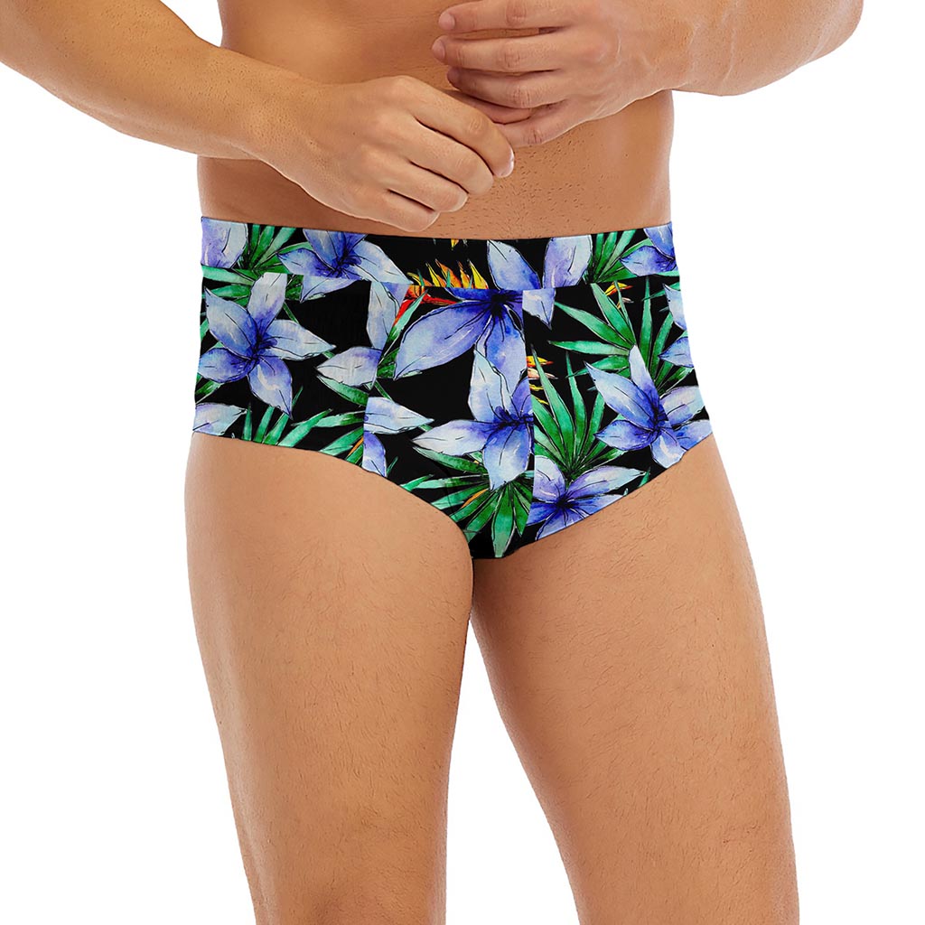 Blue Hawaiian Wildflowers Pattern Print Men's Briefs