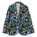 Blue Hawaiian Wildflowers Pattern Print Men's Cotton Blazer