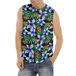 Blue Hawaiian Wildflowers Pattern Print Men's Fitness Tank Top