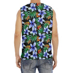 Blue Hawaiian Wildflowers Pattern Print Men's Fitness Tank Top