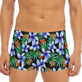 Blue Hawaiian Wildflowers Pattern Print Men's Short Boxer Briefs