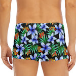 Blue Hawaiian Wildflowers Pattern Print Men's Short Boxer Briefs
