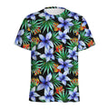 Blue Hawaiian Wildflowers Pattern Print Men's Athletic T-Shirt