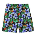 Blue Hawaiian Wildflowers Pattern Print Men's Swim Trunks
