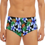 Blue Hawaiian Wildflowers Pattern Print Men's Triangle Swim Briefs
