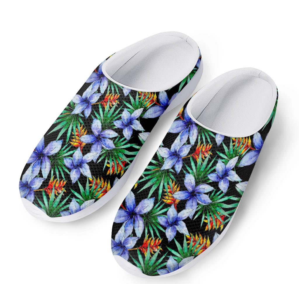 Blue Hawaiian Wildflowers Pattern Print Mesh Casual Shoes