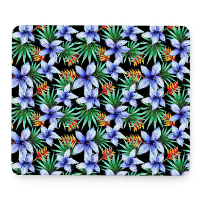 Blue Hawaiian Wildflowers Pattern Print Mouse Pad