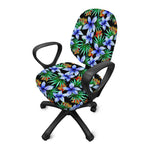 Blue Hawaiian Wildflowers Pattern Print Office Chair Cover