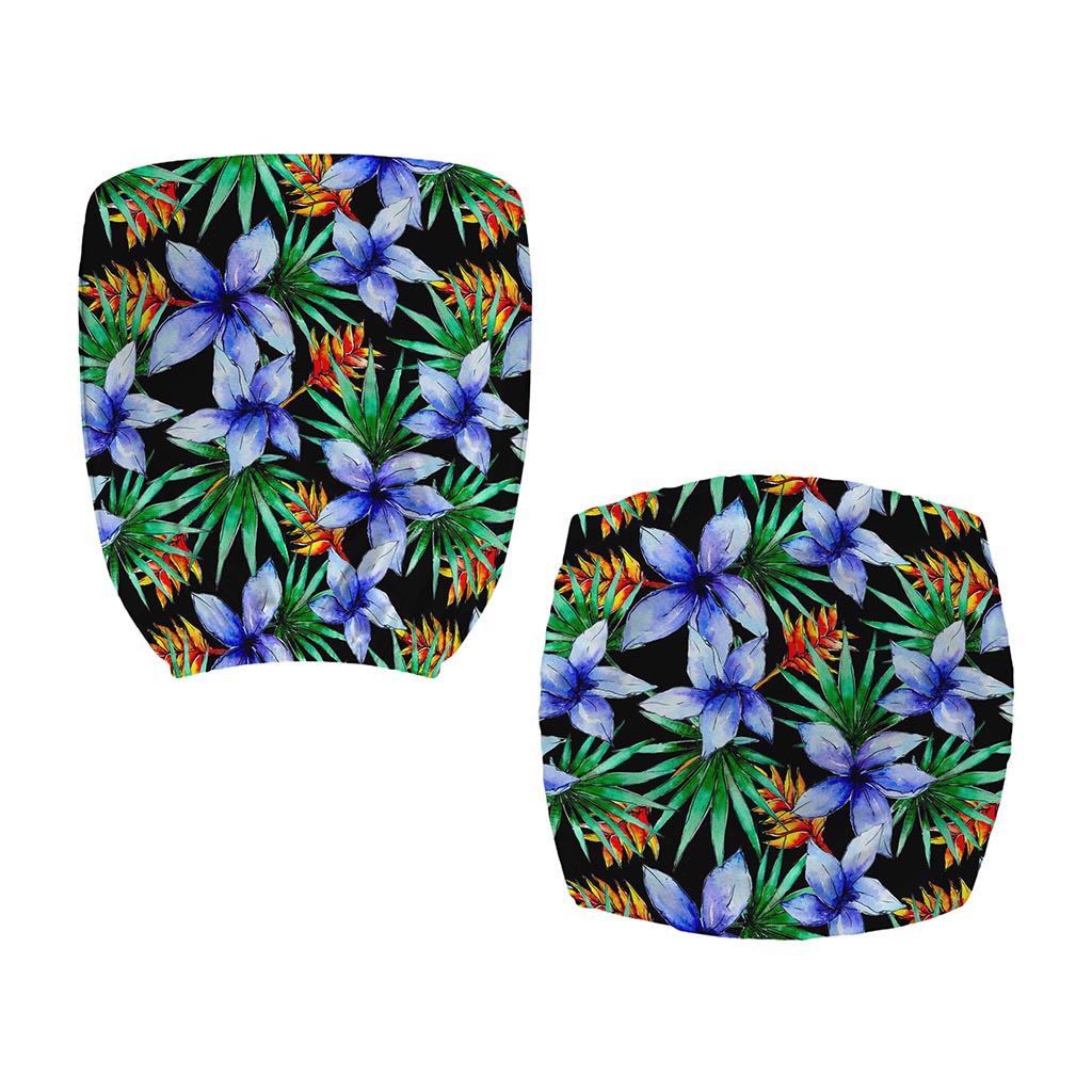 Blue Hawaiian Wildflowers Pattern Print Office Chair Cover