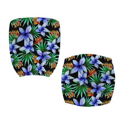 Blue Hawaiian Wildflowers Pattern Print Office Chair Cover