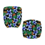Blue Hawaiian Wildflowers Pattern Print Office Chair Cover