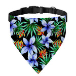 Blue Hawaiian Wildflowers Pattern Print Over The Collar Dog Bandana