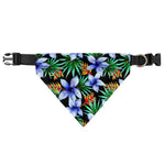 Blue Hawaiian Wildflowers Pattern Print Over The Collar Dog Bandana