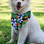 Blue Hawaiian Wildflowers Pattern Print Over The Collar Dog Bandana