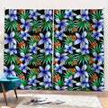Blue Hawaiian Wildflowers Pattern Print Pencil Pleat Curtains