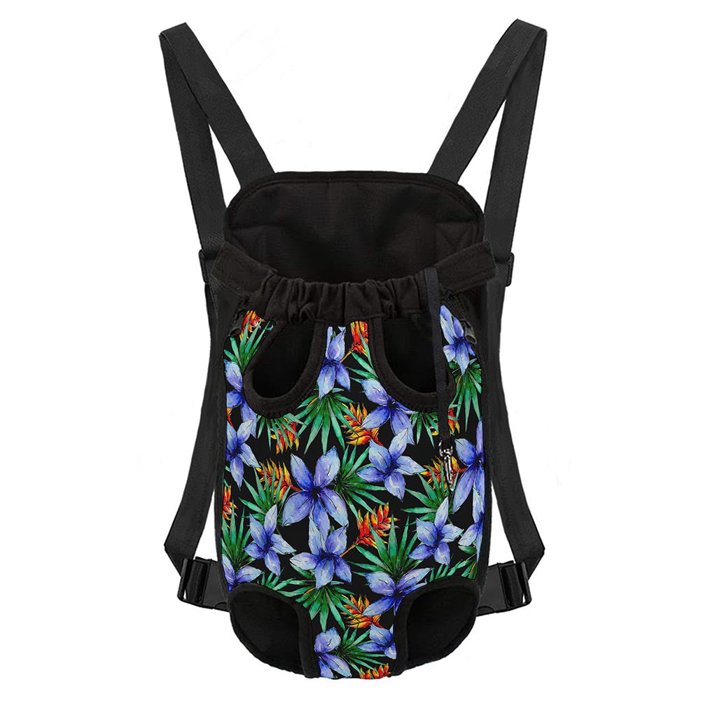 Blue Hawaiian Wildflowers Pattern Print Pet Carrier Backpack
