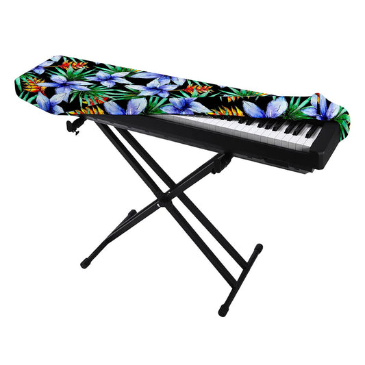 Blue Hawaiian Wildflowers Pattern Print Piano Keyboard Cover