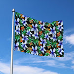 Blue Hawaiian Wildflowers Pattern Print Polyester Flag