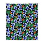 Blue Hawaiian Wildflowers Pattern Print Polyester Shower Curtain