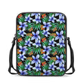Blue Hawaiian Wildflowers Pattern Print Rectangular Crossbody Bag