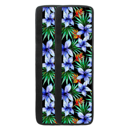 Blue Hawaiian Wildflowers Pattern Print Refrigerator Handle Covers