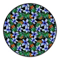 Blue Hawaiian Wildflowers Pattern Print Round Floor Mat