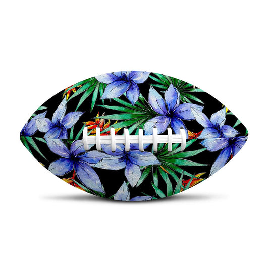 Blue Hawaiian Wildflowers Pattern Print Rugby Ball
