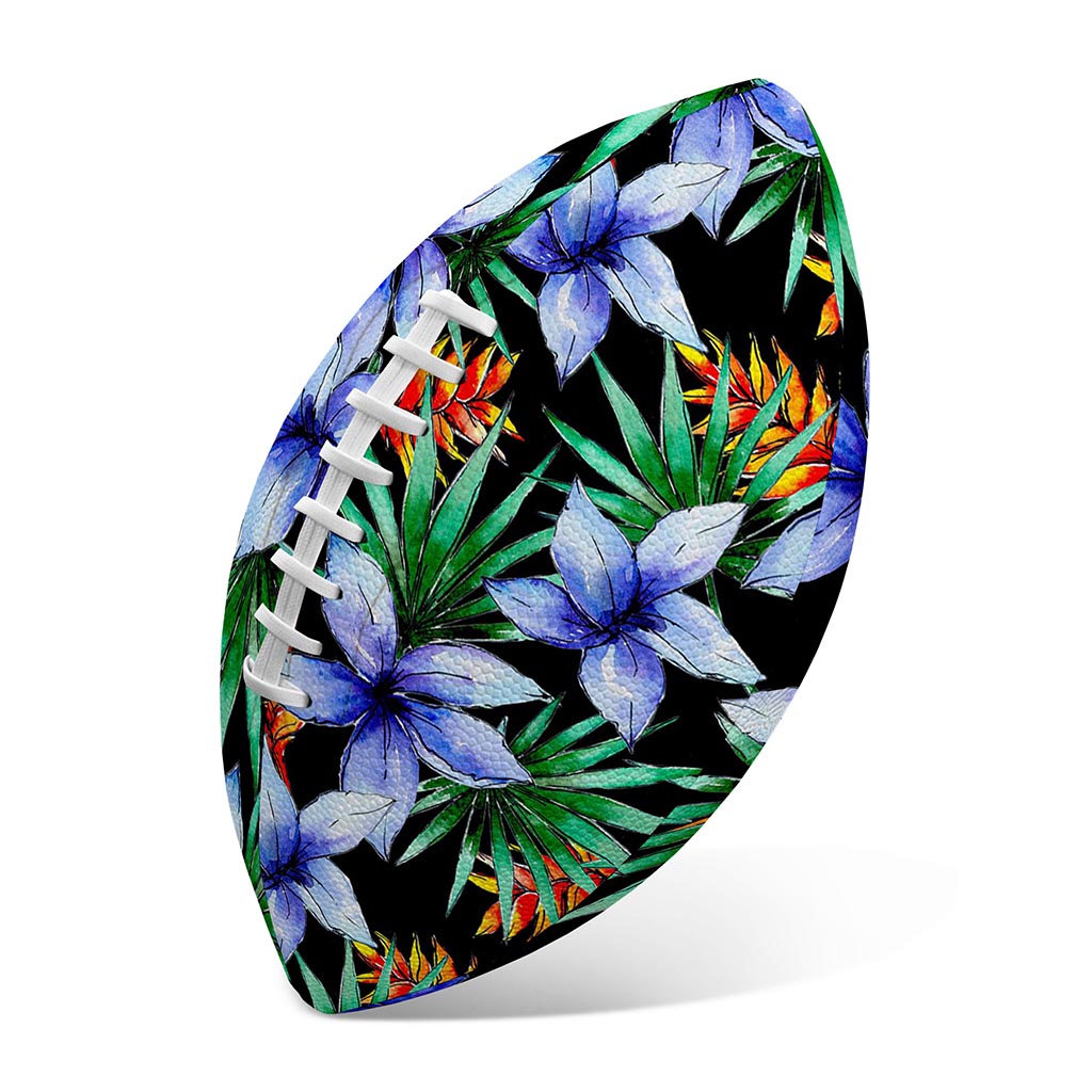 Blue Hawaiian Wildflowers Pattern Print Rugby Ball