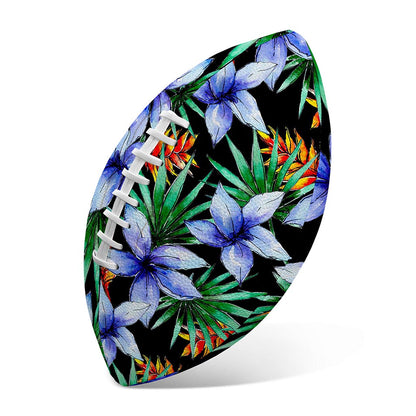 Blue Hawaiian Wildflowers Pattern Print Rugby Ball