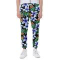 Blue Hawaiian Wildflowers Pattern Print Joggers