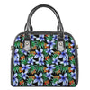 Blue Hawaiian Wildflowers Pattern Print Shoulder Handbag