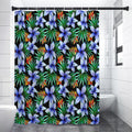 Blue Hawaiian Wildflowers Pattern Print Shower Curtain