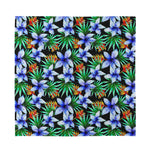 Blue Hawaiian Wildflowers Pattern Print Silk Bandana