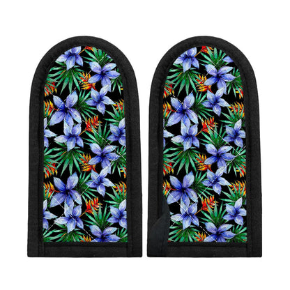 Blue Hawaiian Wildflowers Pattern Print Skillet Handle Cover