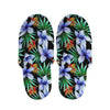 Blue Hawaiian Wildflowers Pattern Print Slippers