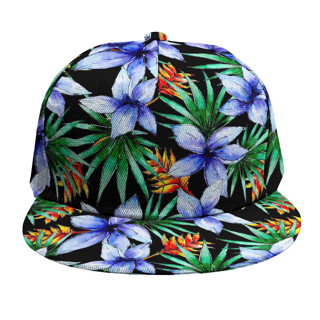 Blue Hawaiian Wildflowers Pattern Print Snapback Cap
