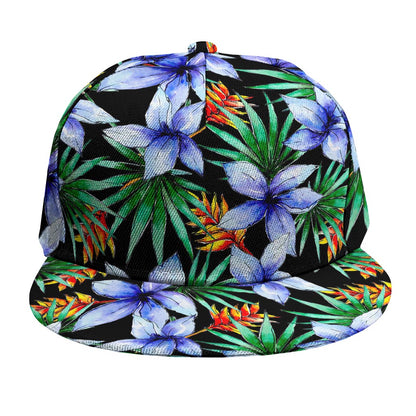 Blue Hawaiian Wildflowers Pattern Print Snapback Cap