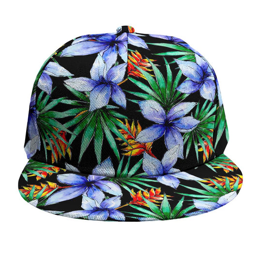 Blue Hawaiian Wildflowers Pattern Print Snapback Cap