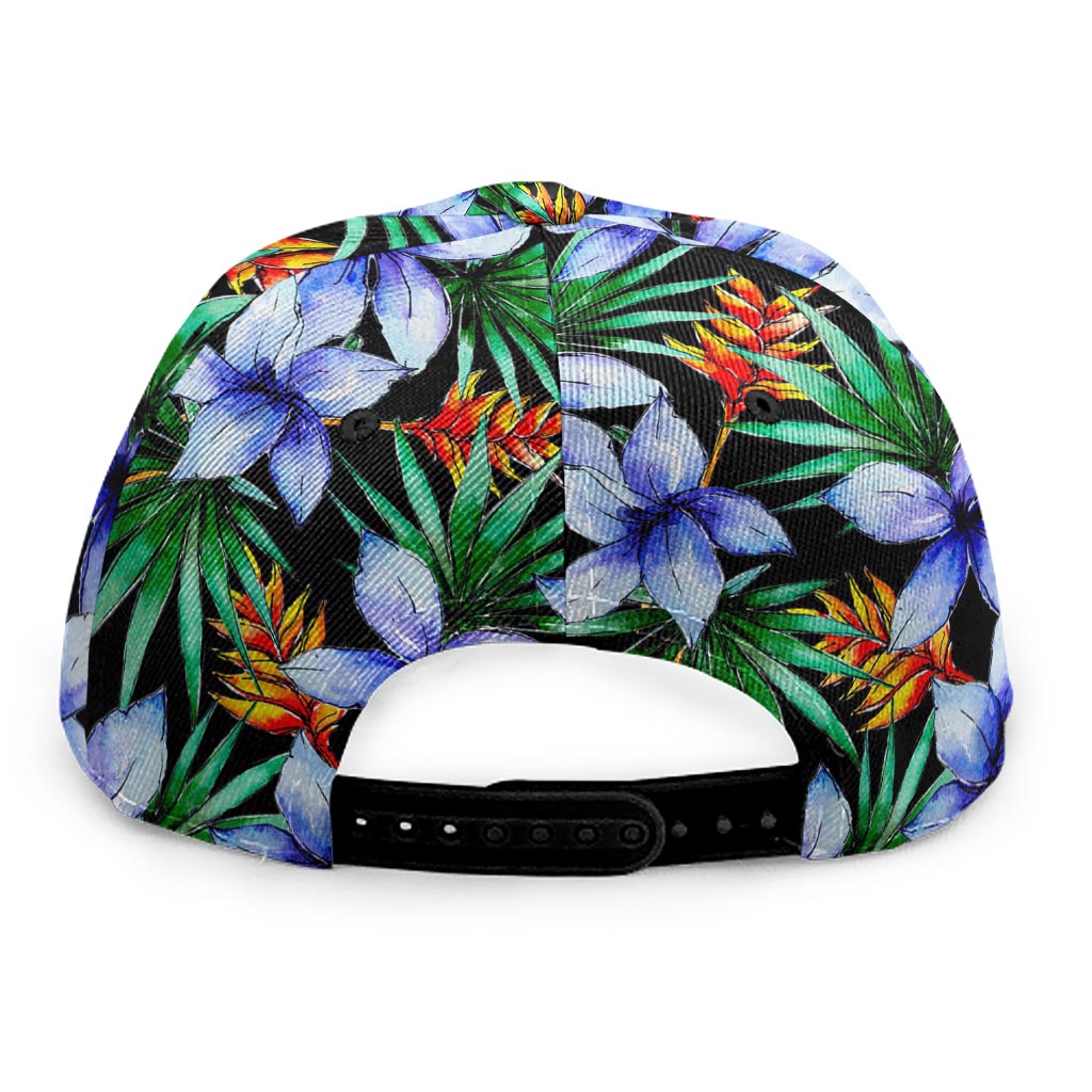 Blue Hawaiian Wildflowers Pattern Print Snapback Cap