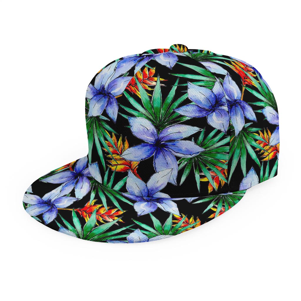 Blue Hawaiian Wildflowers Pattern Print Snapback Cap