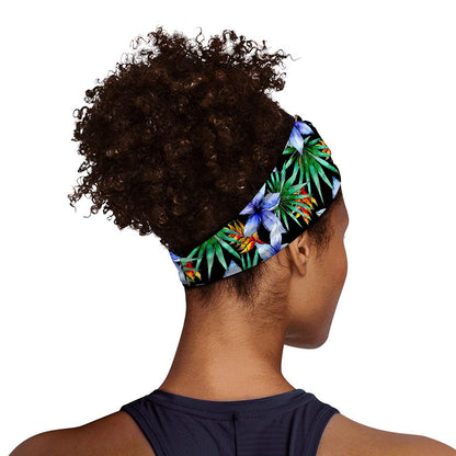 Blue Hawaiian Wildflowers Pattern Print Sports Headband