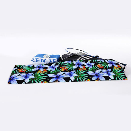 Blue Hawaiian Wildflowers Pattern Print Sports Towel
