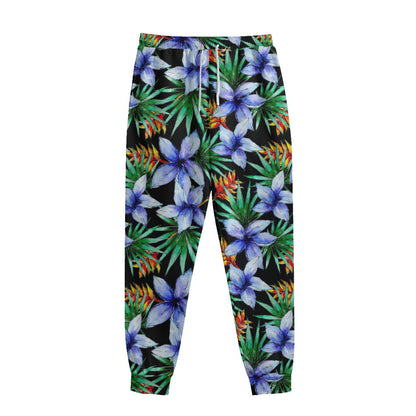 Blue Hawaiian Wildflowers Pattern Print Sweatpants