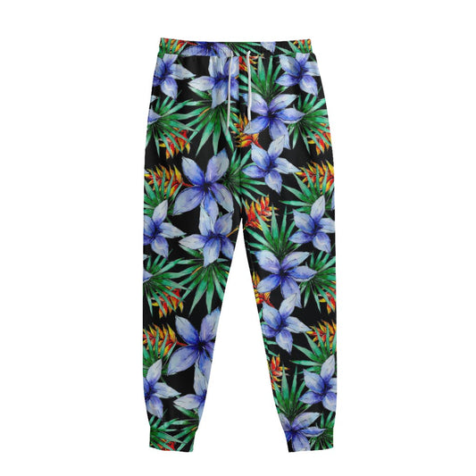 Blue Hawaiian Wildflowers Pattern Print Sweatpants