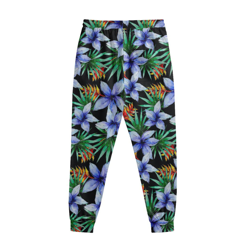 Blue Hawaiian Wildflowers Pattern Print Sweatpants